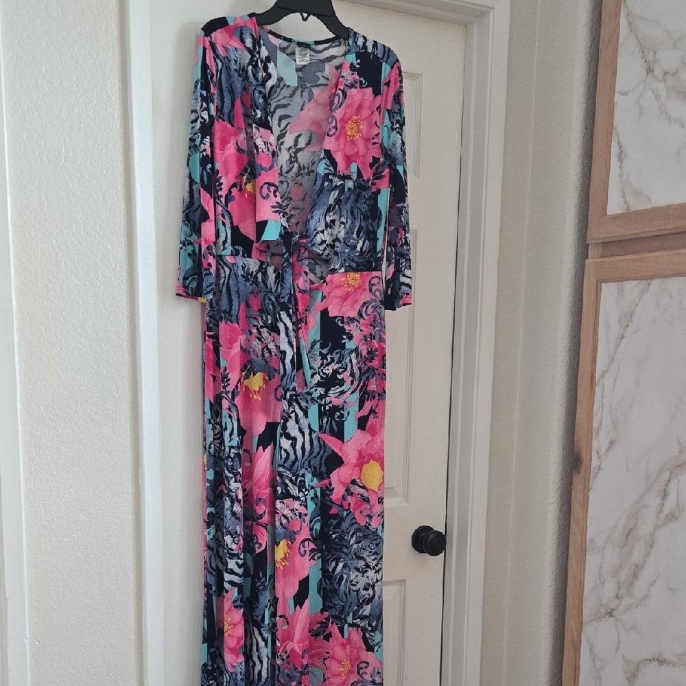 Pink Resort Wear Gown with Bishop Sleeves